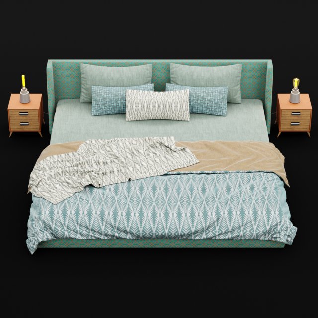 modern bed 16 3D Model .c4d .max .obj .3ds .fbx .stl .blend 
