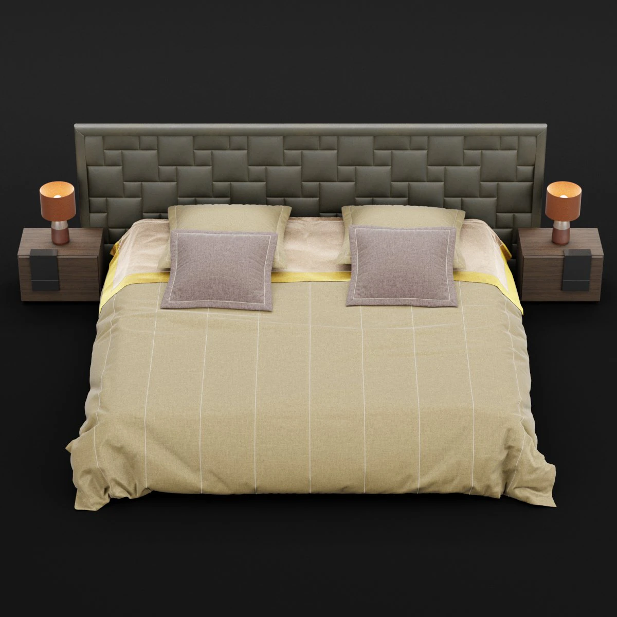 modern bed 16 3D Model .c4d .max .obj .3ds .fbx .stl .blend 
