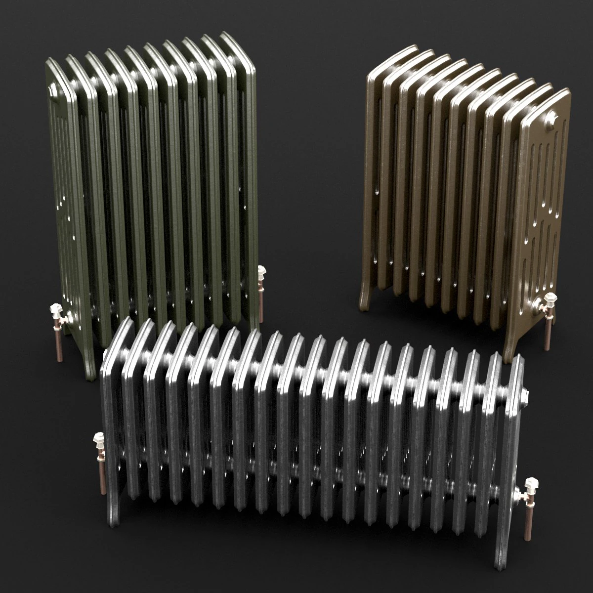 cast iron radiator set 3D Model .c4d .max .obj .3ds .fbx .stl .blend 