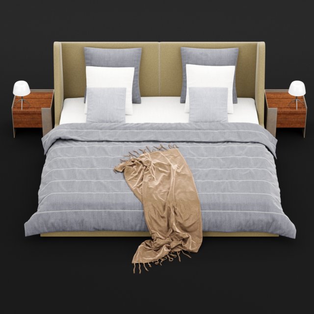 modern bed 17 3D Модель .c4d .max .obj .3ds .fbx .stl .blend 