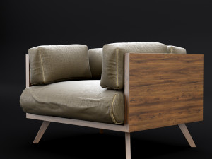 reclaimed wood chair 2 3D 模型