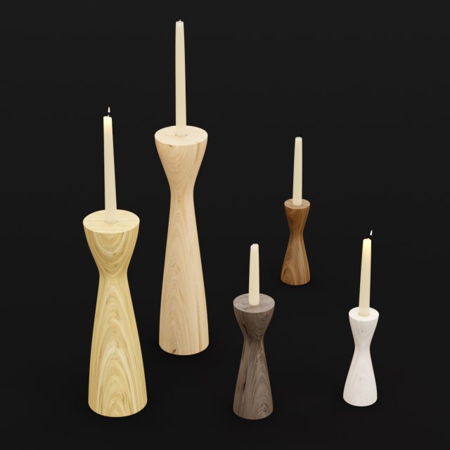 candlestick set 4 Modelo 3D .c4d .max .obj .3ds .fbx .stl .blend 