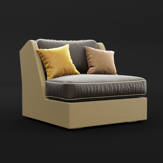 chair whith pillow Model 3D .c4d .max .obj .3ds .fbx .stl .blend