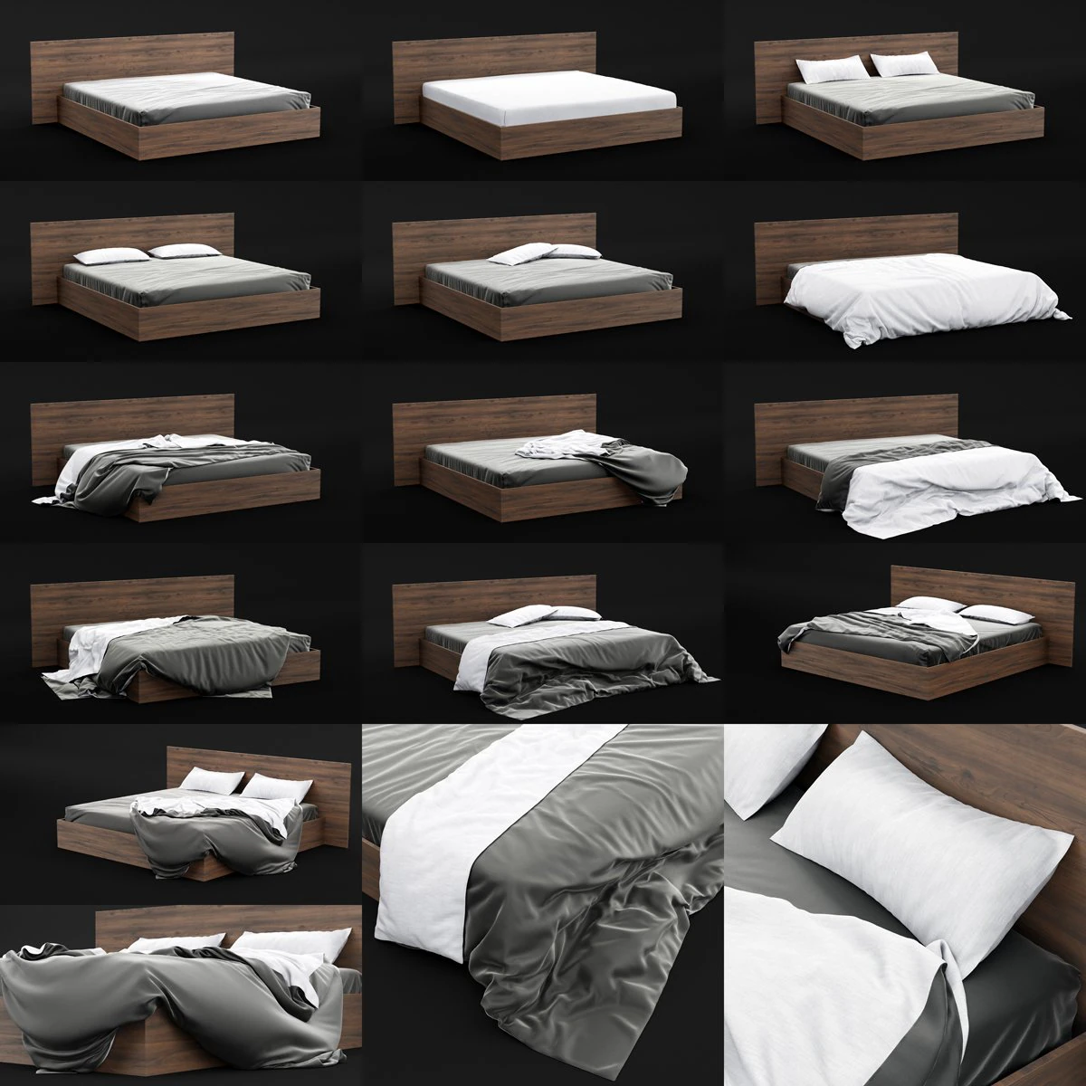 bed sheets pack 01 3D Model .c4d .max .obj .3ds .fbx .stl .blend 