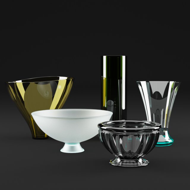 decorative glass vases set 3Dモデル .c4d .max .obj .3ds .fbx .stl .blend 