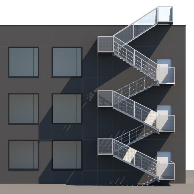 metal stair with fencing 3Dモデル .c4d .max .obj .3ds .fbx .stl .blend 