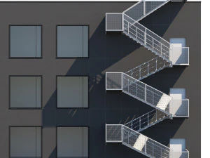 metal stair with fencing 3D Model