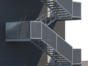 metal stair with fencing 3Dモデル