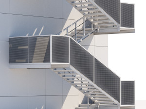 metal stair with fencing 3Dモデル