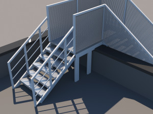 metal stair with fencing 3Dモデル