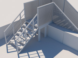 metal stair with fencing 3Dモデル
