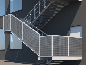 metal stair with fencing 3Dモデル