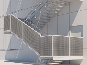 metal stair with fencing 3Dモデル