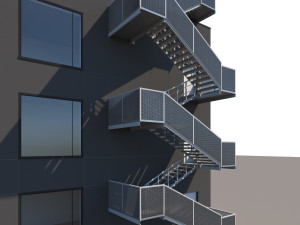 metal stair with fencing 3Dモデル