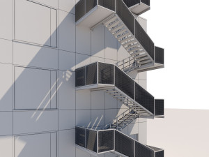 metal stair with fencing 3Dモデル