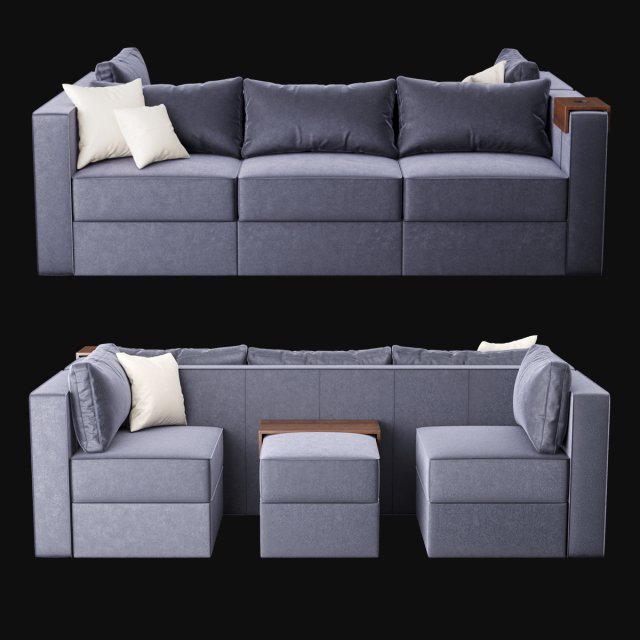 Module sofa 3Dモデル .c4d .max .obj .3ds .fbx .stl .blend 