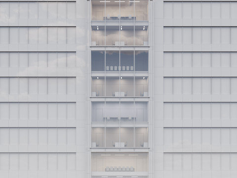 Modern building fasade 1 3D Model