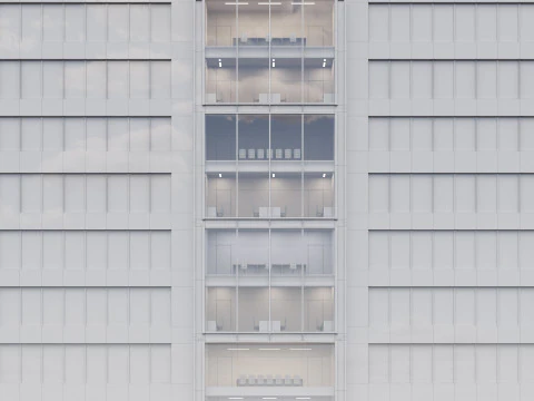 Modern building fasade 1 3D Model