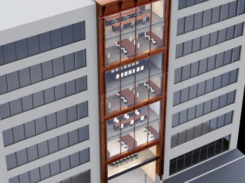 Modern building fasade 1 3D Model
