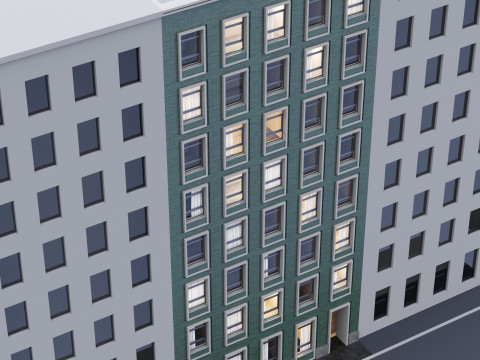 Modern building fasade 2 Model 3D