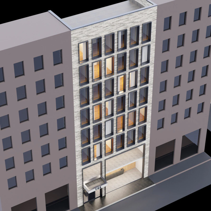 Facciata dell'edificio moderno 3 Modello 3D .c4d .max .obj .3ds .fbx .stl .blend