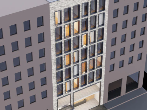 Facciata dell'edificio moderno 3 Modello 3D