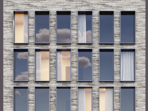Modern building fasade 3 Model 3D