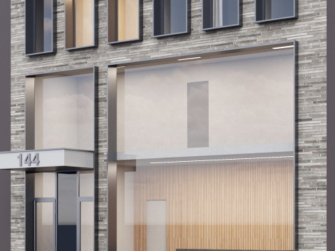 Modern building fasade 3 Model 3D