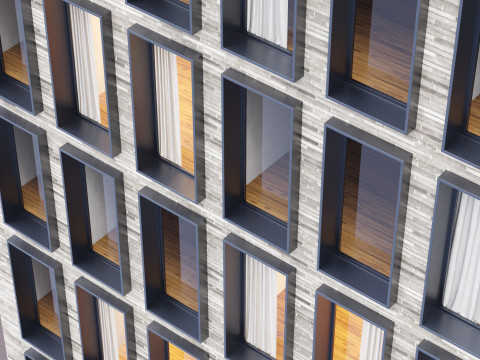 Modern building fasade 3 Model 3D