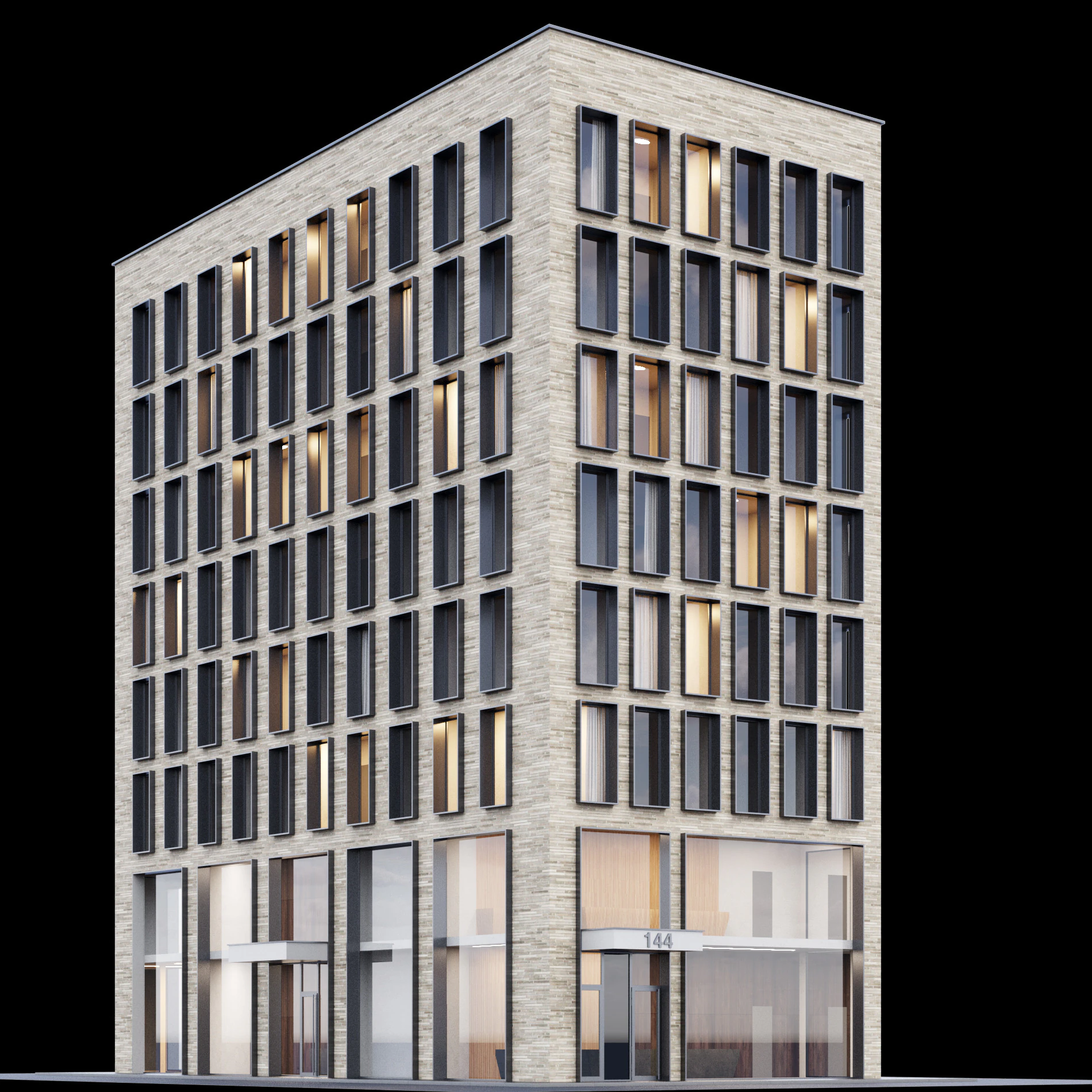 Modern building 3 3D Model .c4d .max .obj .3ds .fbx .stl .blend 