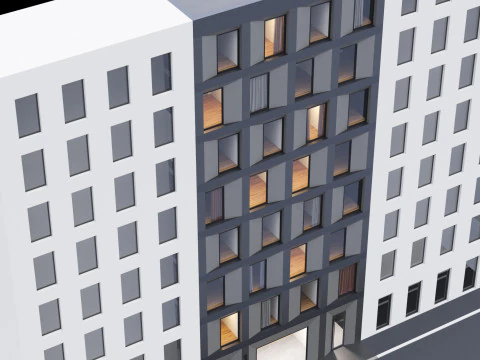 Modern building fasade 4 3D Model