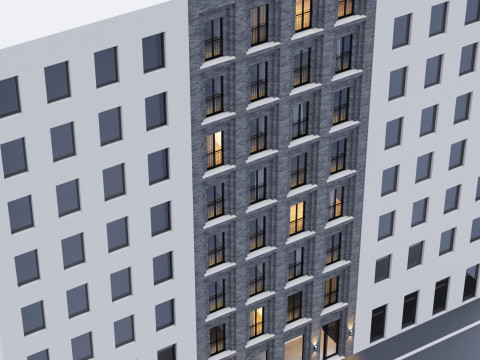 Modern building fasade 6 Model 3D