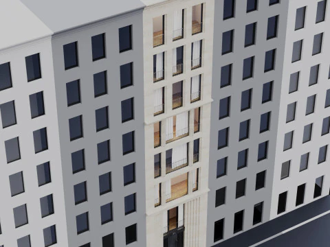 Fachada del edificio moderno 7. Modelo 3D