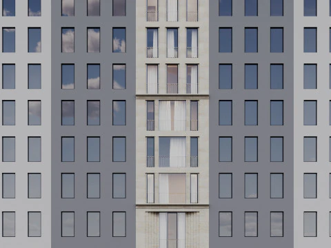 Modern building fasade 7 3D Model