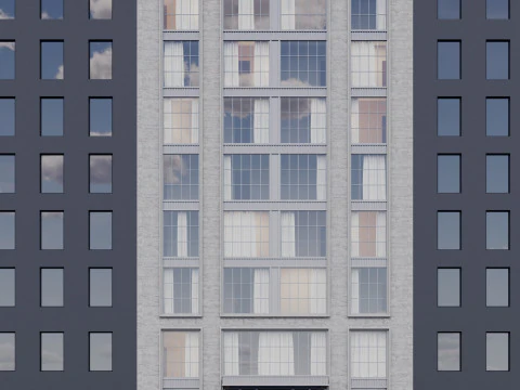 Modern building fasade 10 3D Model
