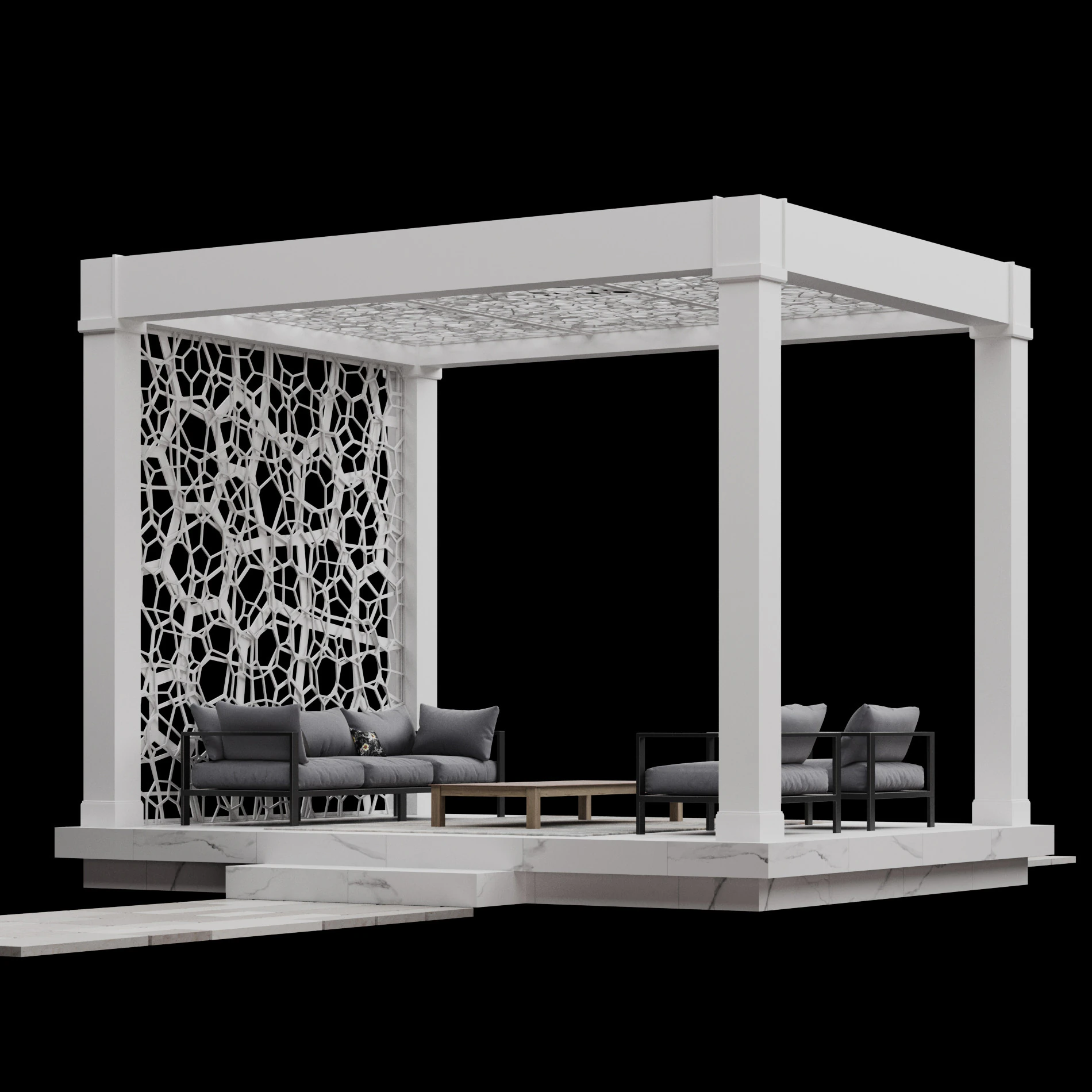 Pergola 3 3D Model .c4d .max .obj .3ds .fbx .stl .blend 
