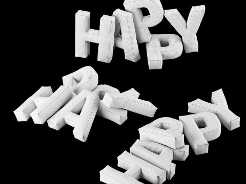 Happy pillow set Modelo 3D