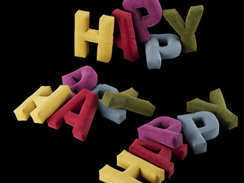 Happy pillow set Modelo 3D