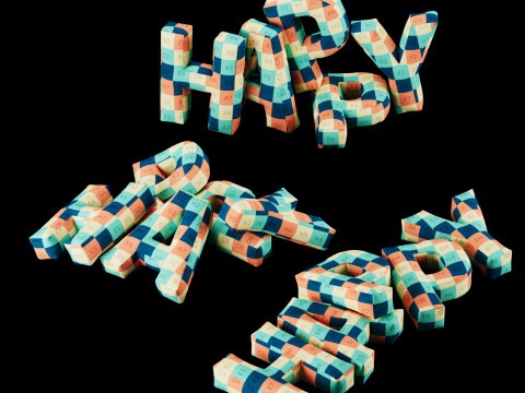 Happy pillow set Modelo 3D