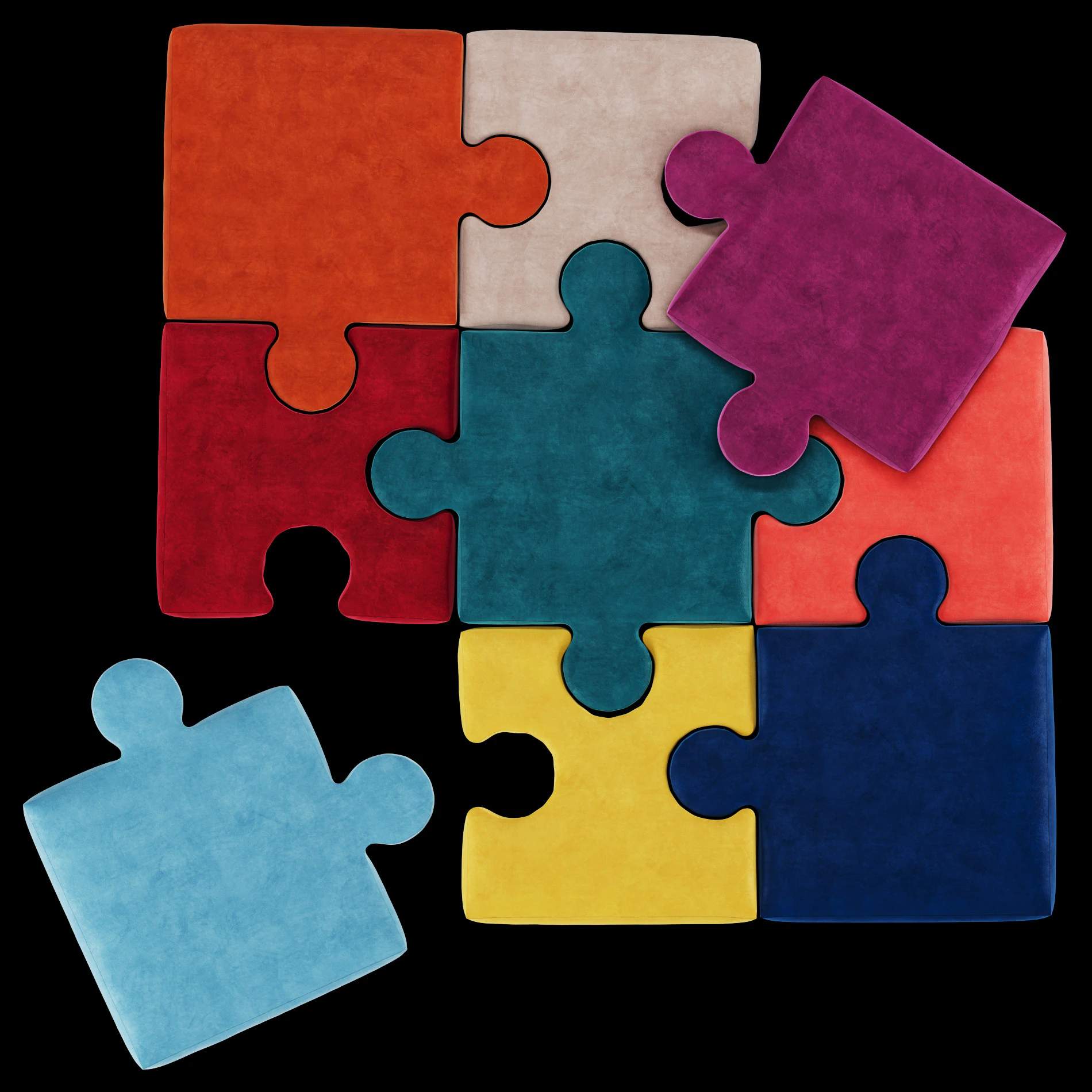 Puzzle pillow 3 3D Model .c4d .max .obj .3ds .fbx .stl .blend 