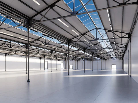 Промышленное здание с интерьером 1 3D Модель