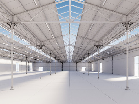 Industrial buildin with interior 1 Modello 3D
