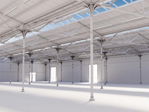 Industrial buildin with interior 1 Modello 3D