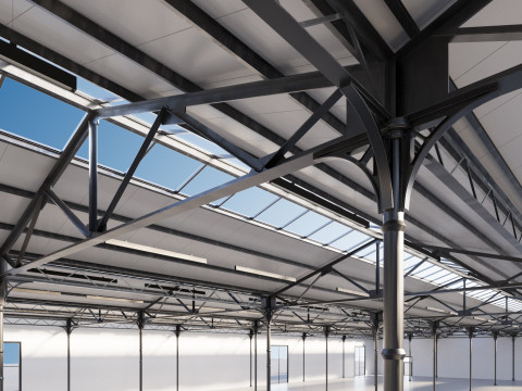 Industrial buildin with interior 1 Modello 3D