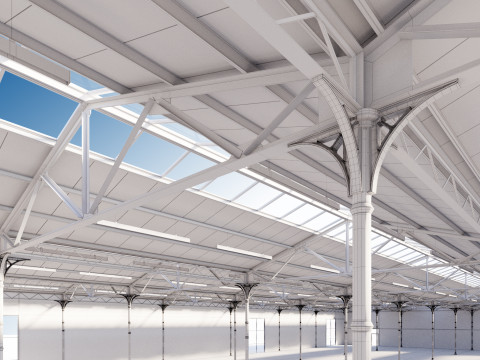 Industrial buildin with interior 1 Modello 3D