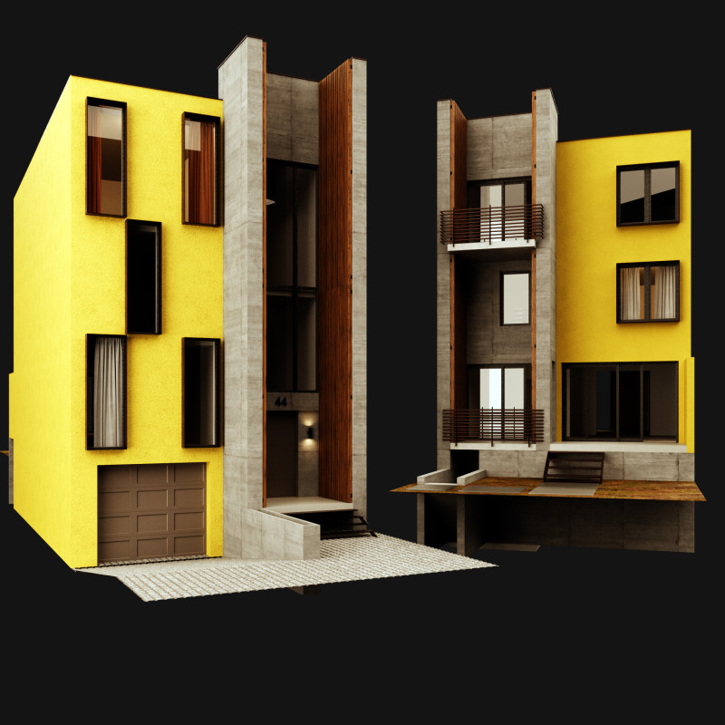 Town house 1 Model 3D .c4d .max .obj .3ds .fbx .stl .blend