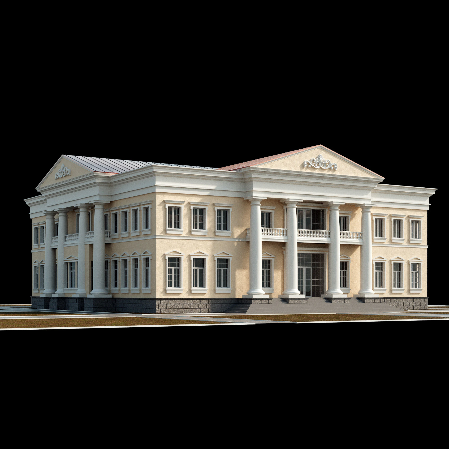 Classic villa 3 3D Model .c4d .max .obj .3ds .fbx .stl .blend 