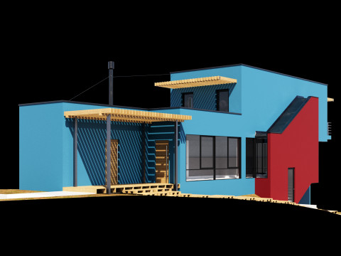 Modern house on a narrow plot 3D 模型