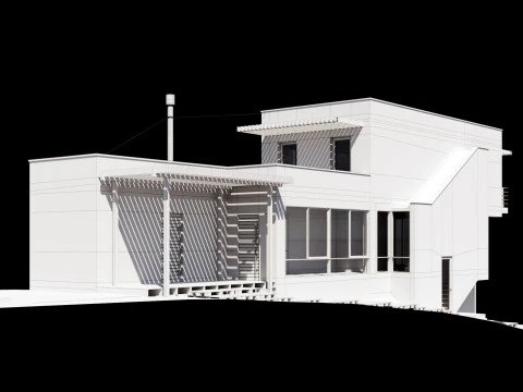 Modern house on a narrow plot 3D Model