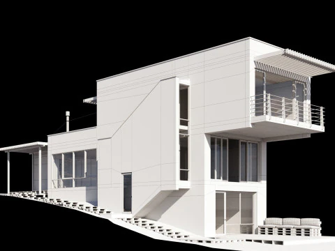 Modern house on a narrow plot 3D Model
